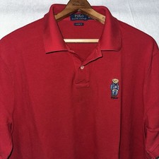 Polo Ralph Lauren Shirt Preppy Polo Bear Red Classic Fit Size XL Red