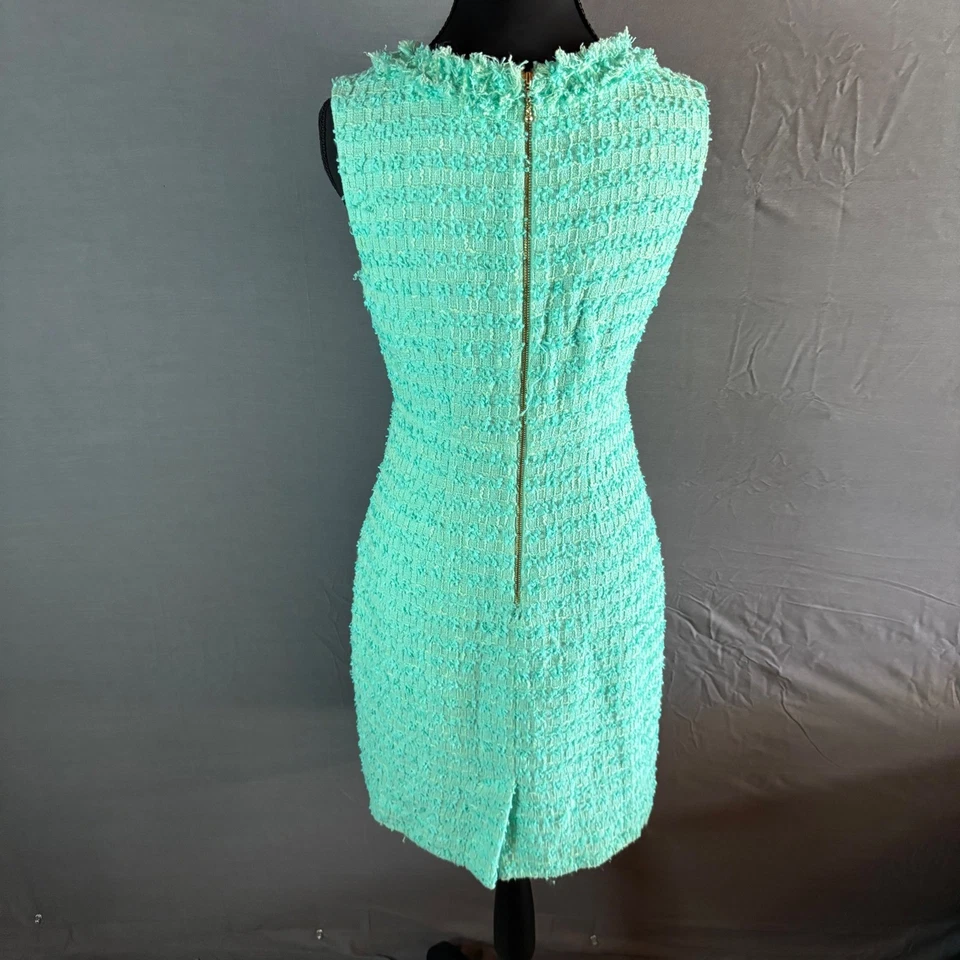 Платье Kate Spade New York без рукавов твидовое как новое зеленое размер 2 карьерная вечеринка - Изображение 4 из 4