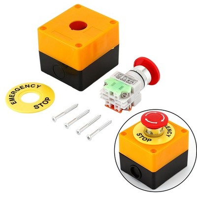 Flexible Installation Yellow Red Mushroom Push Button Switch with AC 220V 10A