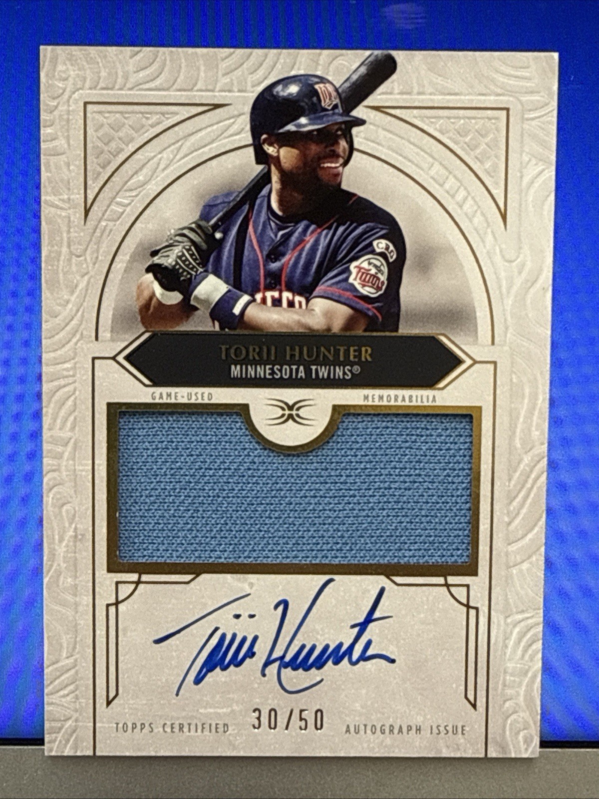 TORII HUNTER 2025 TOPPS DEFINITIVE Twins GAME-USED PATCH AUTO 30/50