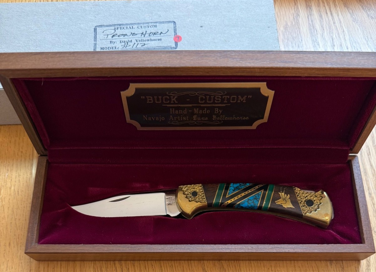 VINTAGE BUCK DAVID YELLOWHORSE 112 PRONGHORN KNIFE NEVER USED IN