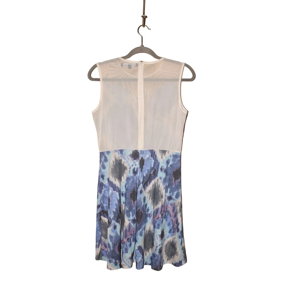 FOR LOVE & LEMONS $198 Mesh Panel Sleeveless Mini Dress Blue Ikat XS - Image 2 of 4