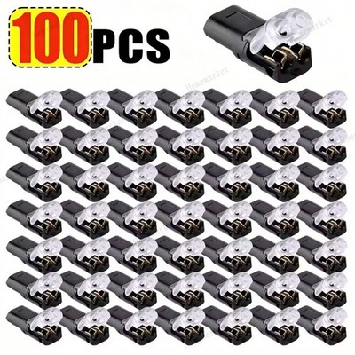 100Pcs Double-Wire Plug-in Connector 2 Pin, Cable Clamp with Locking Buckle New