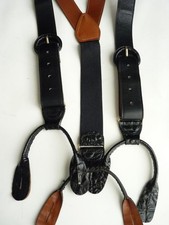 BLACK LEATHER SUSPENDERS BRACES