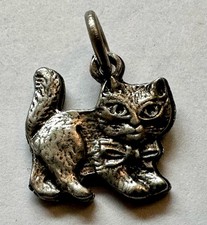 10 CAT KITTEN SILVER PEWTER CHARM PENDANT JEWELRY BRACELET 1/2 OF 1"