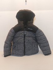 Eddie Bauer Puffer Coat Kids 2T Black Down Fill Hooded Sherpa Lined T13