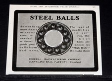 1903 OLD MAGAZINE PRINT AD, FEDERAL MFG, THE CLEVELAND STEEL BALLS FACTORY!