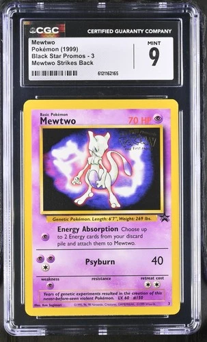 CGC 9 MINT Mewtwo 1999 Black Star Promos 3 WB Movie Pokemon Card