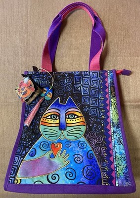 LAUREL BURCH LB6690 Wishing Love Cat Canvas Large Tote Over Shoulders, New Tags