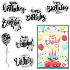 Clear Stamps Happy Birthday Ballon Sentiments for Card Making DIY Scrapbooking