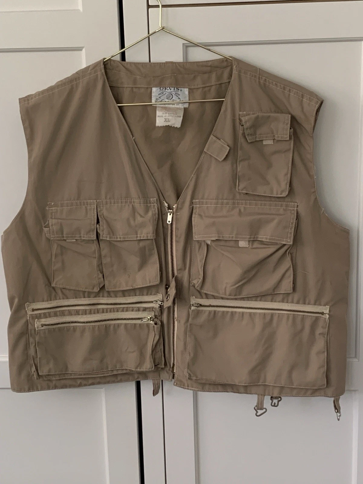 Vintage Orvis Fly Fishing Vest Zippered Back Pouch Size XL 1970-80’s