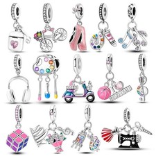 Hot Sale 925 Sterling Silve Charms Beads Forever Love Heart Sister Family Life C