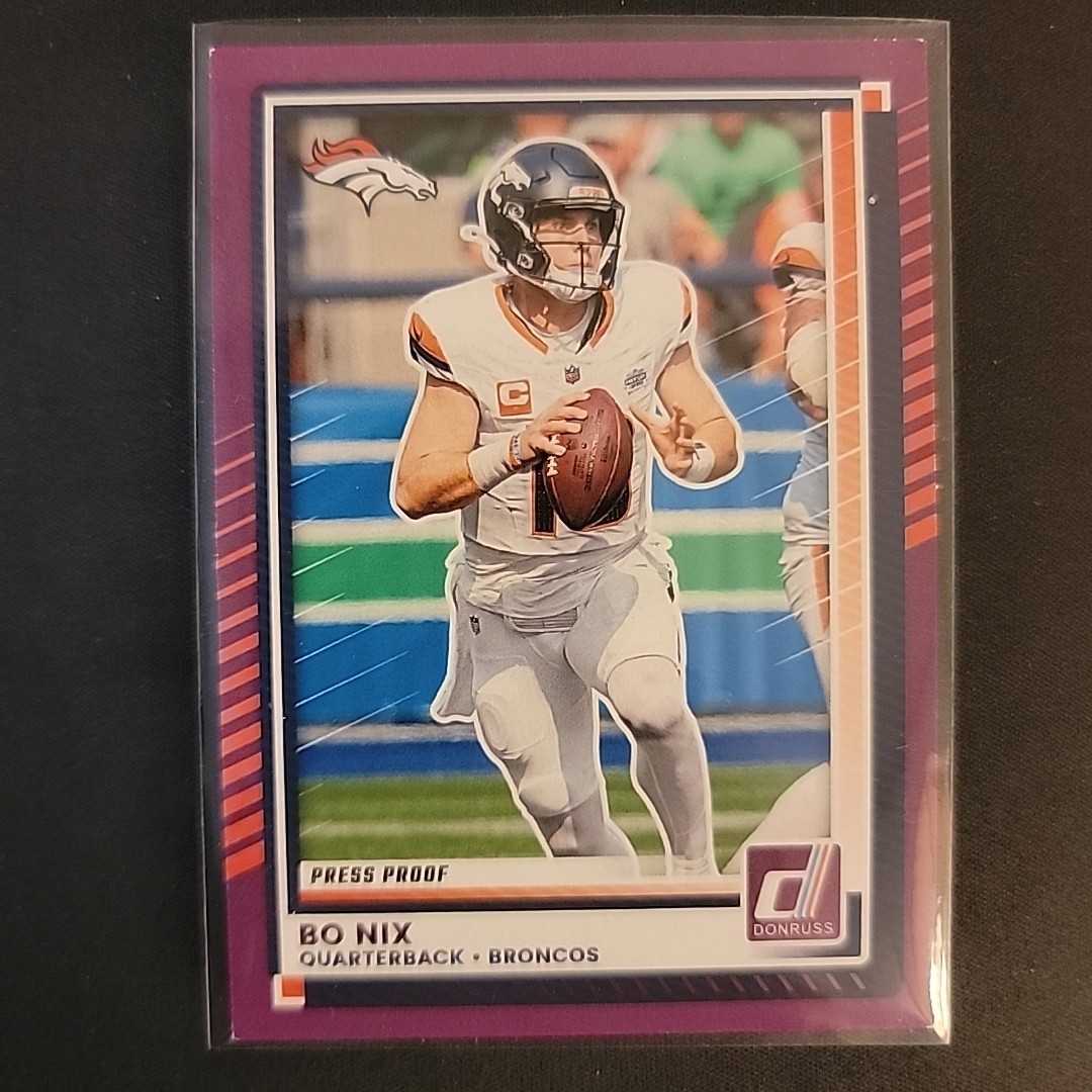 2025 Panini Donruss - Bo Nix #39 Purple Press Proof
