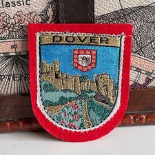 Vintage Patch DOVER Castle Kent England Souvenir Woven Sew On Cloth Badge