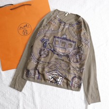 Hermes Cashmere Silk Knit Sweater Brown Long Sleeve Authentic Japan Rare 057948