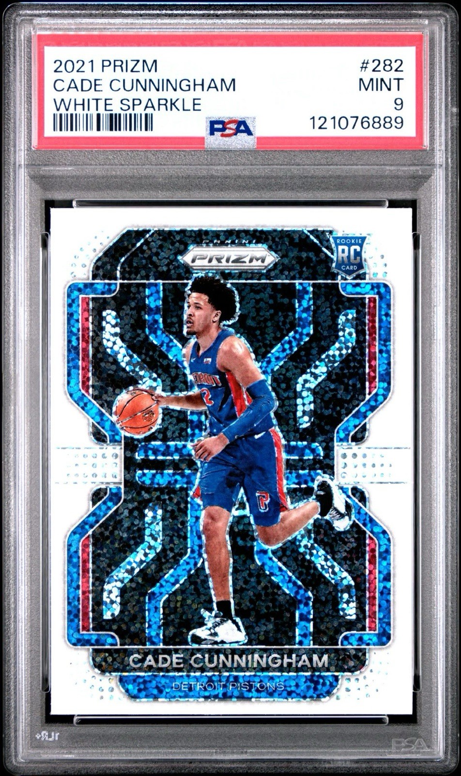 2021 Panini Prizm Cade Cunningham RC Rookie White Sparkle PSA 9 PISTONS #282
