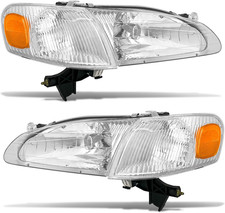 Chrome Housing Driver Passenger Side Headlights for 1998-2000 Toyota Corolla
