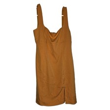 Women's blue Blush Orange Sleeveless Lined Dress Back Zip Side Slit Size Medium