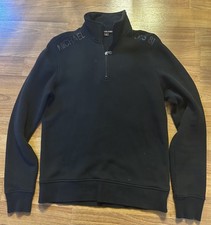 MICHAEL KORS 1/4 ZIP PULLOVER BLACK MEN SIZE SMALL