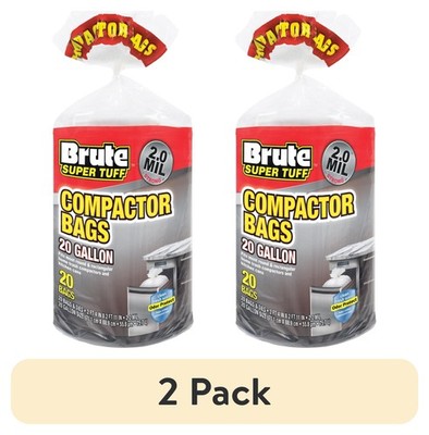 (2 Pack)  Super Tuff  Compactor Trash Bags, 20 Gallon, 20 Bags (Twist Tie)