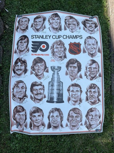 Vintage 1970’s Philadelphia Flyers Stanley Cup Champs Poster By Charles Linnett