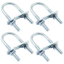 4 Sets M6 U Bolts 1 Inch Wide, Round U-Bolts with Frame Plates, Nuts, and Washer