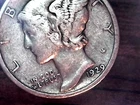 1929-S  SILVER MERCURY DIME - GRADES "VERY FINE"