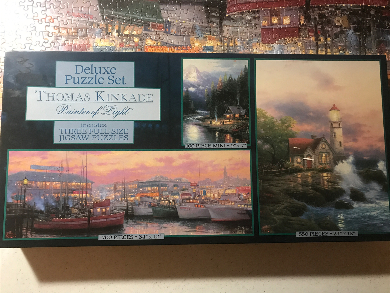 Thomas Kinkade Ceaco #3602-3 Deluxe Puzzle Set Of 3 Painter Of Light ...