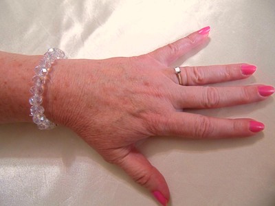 Department Store  6-1/2'' Clear Crystal Beaded Stretch Bracelet E688