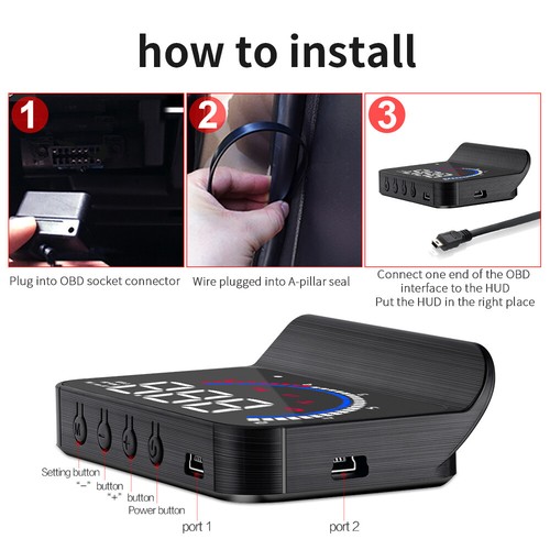 OBD Car Digital HUD Head Up Display Speedometer MPH/KM Speed Water Temp Fuel M13 - Picture 4 of 7
