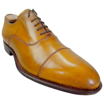 Stefano Branchini Made in Italy Tan Leather Cap-toe Dress Shoe Oxford Mens 9