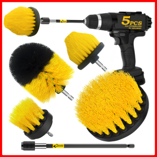 5Pcs Drill Brush Attachment Set-Car Interior Detailing Kit, Power Scrubber Brush