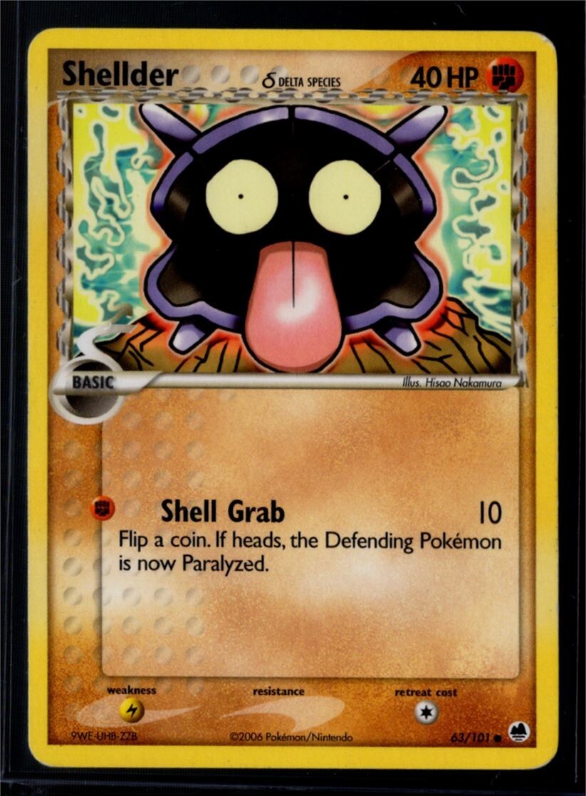 Pokemon Card Shellder 63/101 Regular Delta Species Dragon Frontiers NM