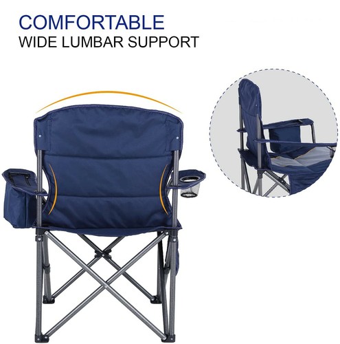 Camping Chair Heavy Duty Folding Chair w/ Cup Holder Portable Outdoor Chair US - Picture 9 of 11