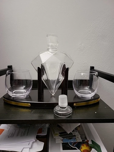 Whiskey Decanter Diamond set with 2 Cocktail Whisky Glasses, 850ml