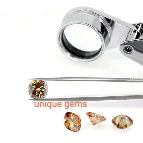 2 kt Champagnerfarbener Kissenschliff VVS1 Moos Diamant Premium Qualität Edelstein 8 mm - Bild 2 von 8