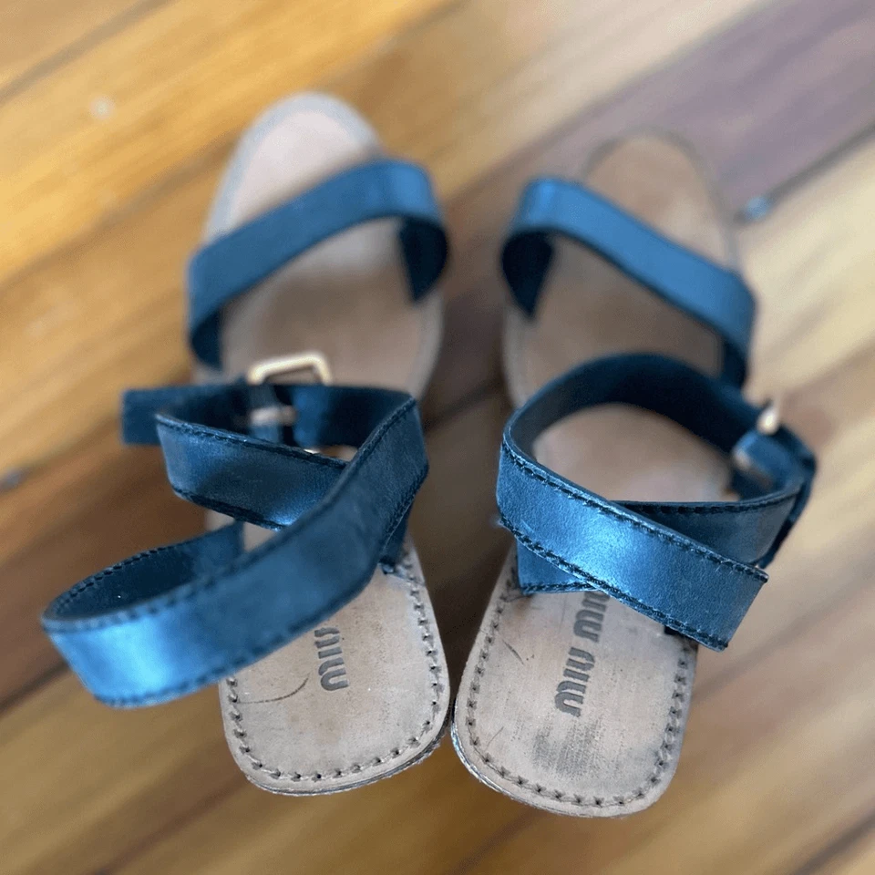 Miu Miu Vintage Leather Platform Wedges Size 37.5/7 - Image 4 of 4