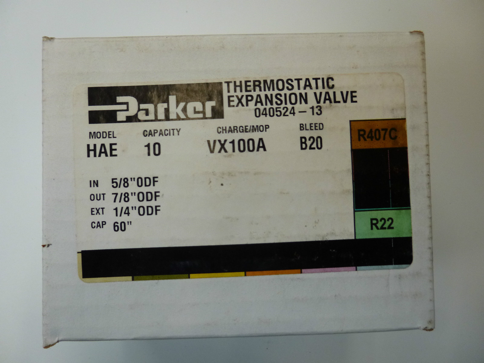 PARKER THERMOSTATIC EXPANSION VALVE VX100A HAE 10 B20 04524-13