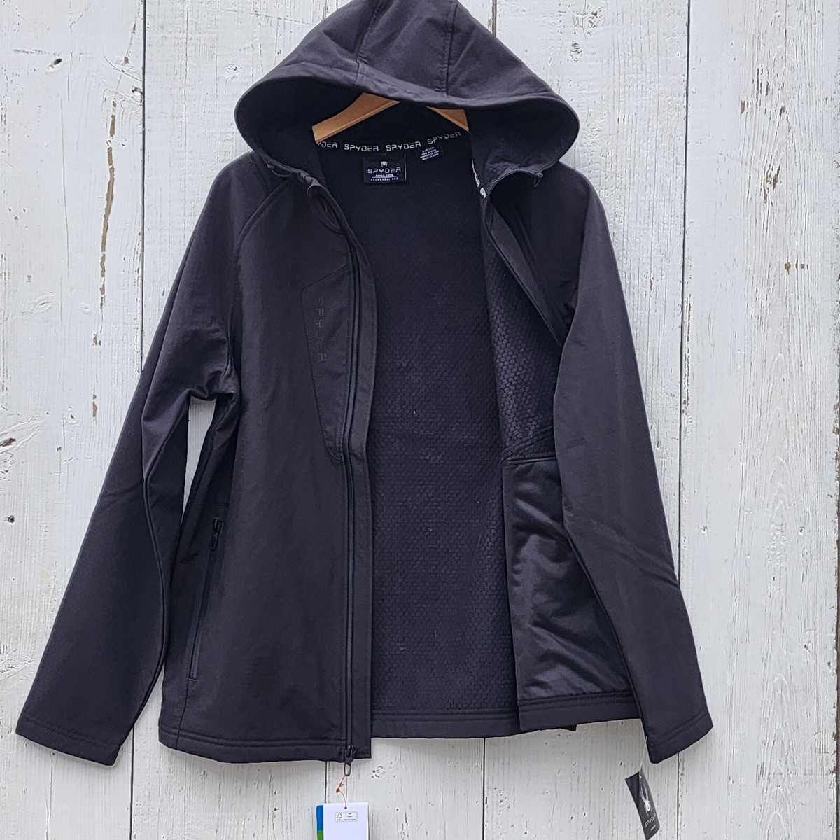 Spyder Men's Black Zip Up Hooded Light Jacket Coat Sz M