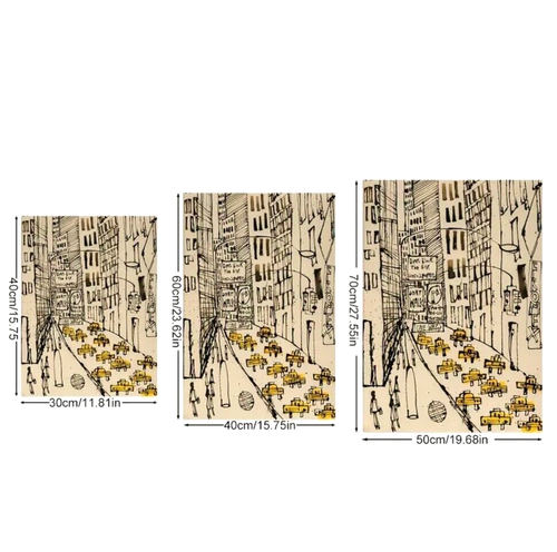 Art Canvas New York Cityscape Print - Unframed, Vintage-Inspired Yellow Car Wall - Picture 2 of 2