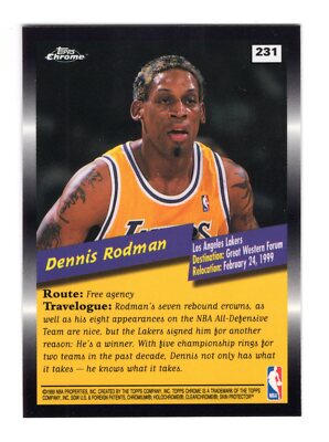 1998-99 TOPPS CHROME DENNIS RODMAN MOVIN' ON CARD #231 **NM-MT