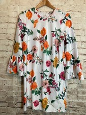 Asos Dress Womens 8 Shift Bright Florals Long Bell Sleeve Stretch Multicolor