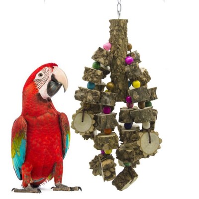 Large Parrot Toy Bird Toys Natural WoodBest for African Grey