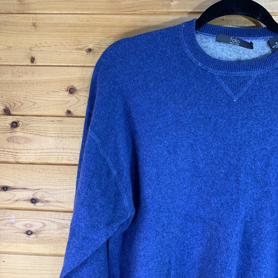 Suéter Pullover FOLIO New York Para Mujer 100% Cachemira Cuello Redondo Talla Mediana Azul Foto 2 de 4