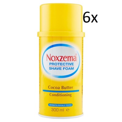 6x Noxzema Schiuma da Barba Pflegender Rasierschaum mit Kakaobutter 300ml