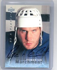 BRYAN MARCHMENT  (1969-2022) auto AUTOGRAPH card  BAP 1995-96 EDMONTON OILERS