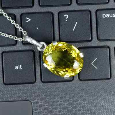 Natural Certified Yellow Sapphire Pendant Gift for GF 26.14 Ct+ Oval HG Gemstone