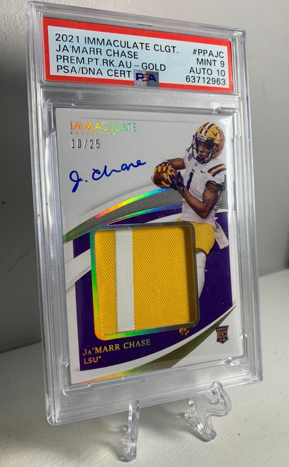 JaMarr Chase Panini Immaculate Collection Collegiate Premium Patches Rookie Autographs #PPAJC Gold