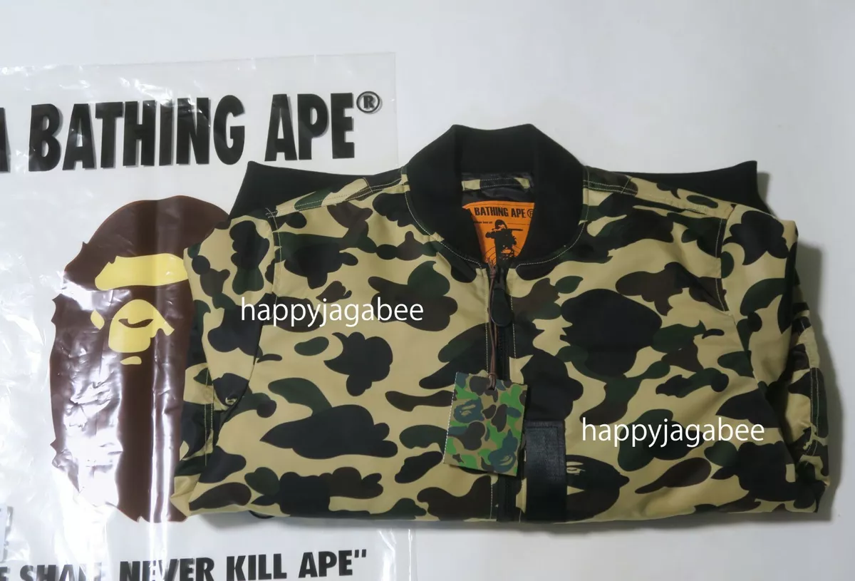 A BATHING APE Men's 1ST CAMO NYLON TWILL MA-1 JACKET 2colors New 1H80140015