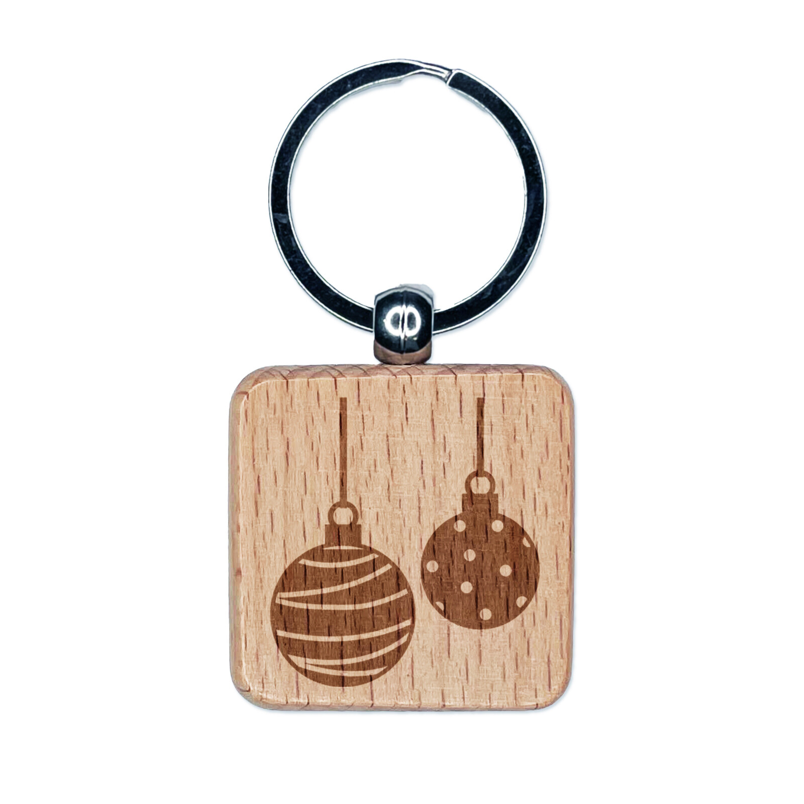 Engraved Holiday Wood Keychain Charm Christmas Ornament Gift Tag